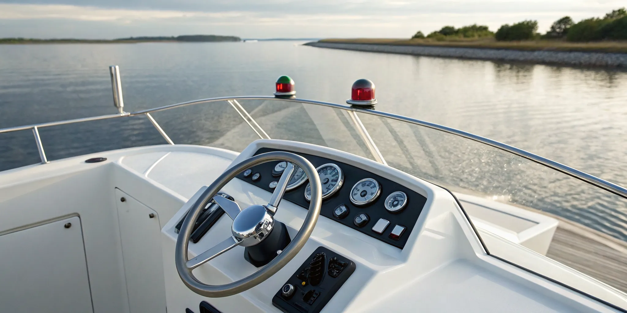 A boat's navigation console, essential for learning the basics of safe boat navigation.
