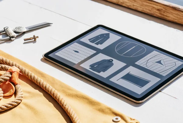 Completing an online boating safety course on a tablet aboard a boat.