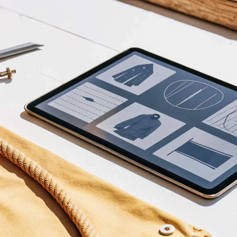 Completing an online boating safety course on a tablet aboard a boat.