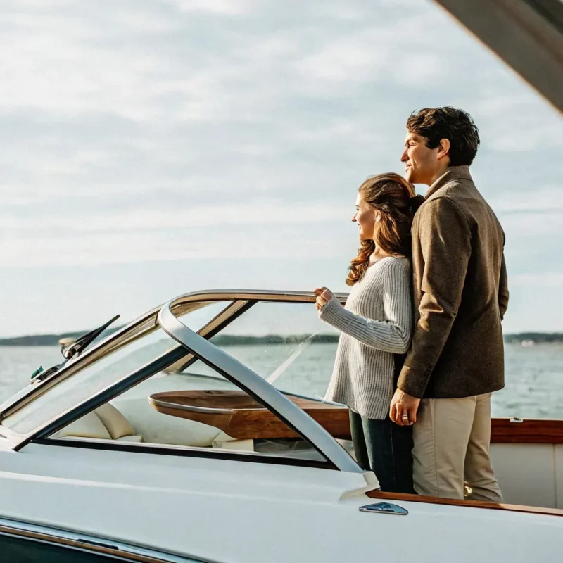 Couple considering the annual cost of owning a boat in Massachusetts