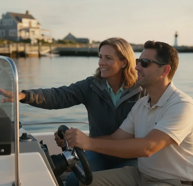 Massachusetts boating instructor guiding an adult learner