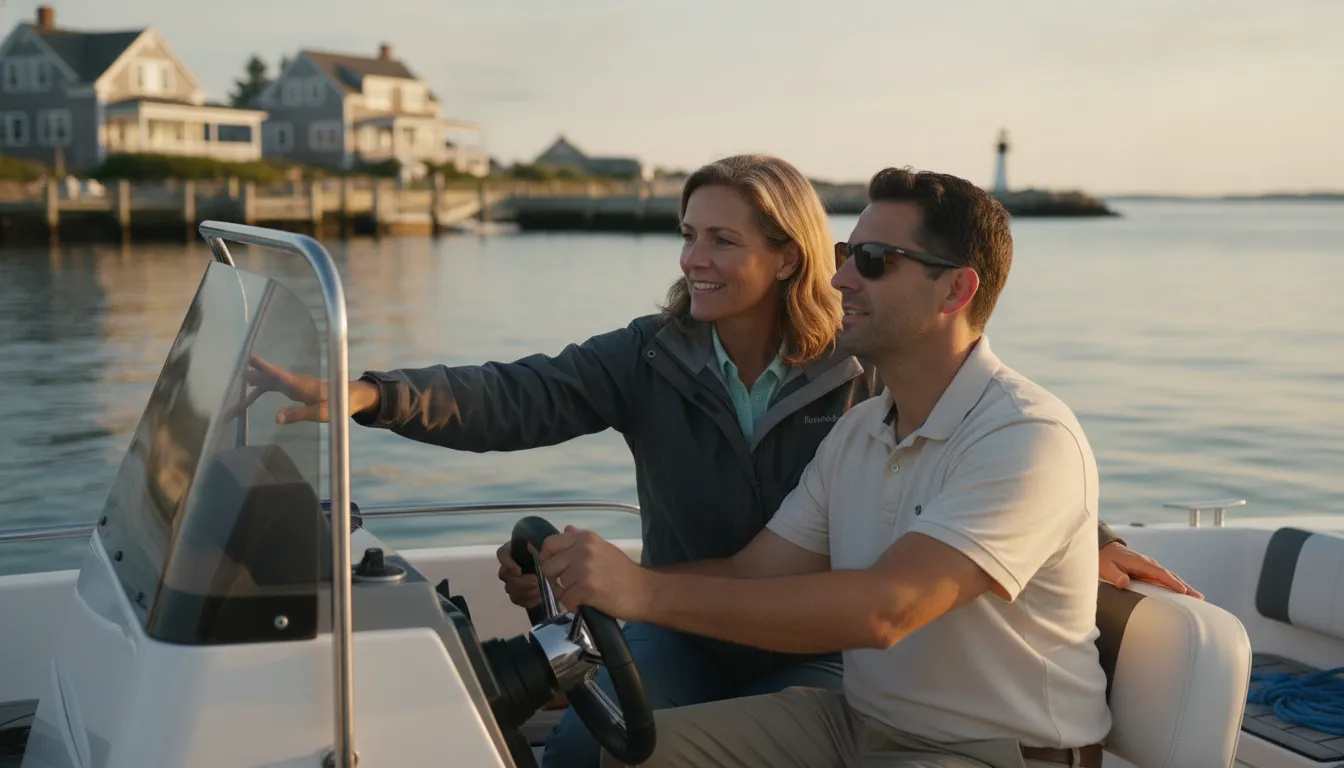 Massachusetts boating instructor guiding an adult learner