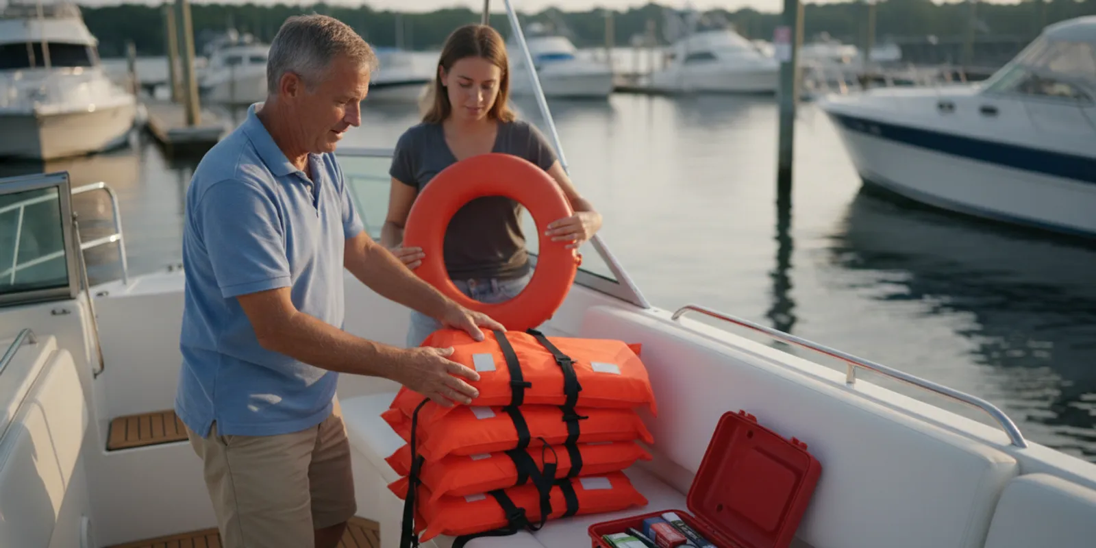 Massachusetts boater preparing for a safe pre-trip inspection